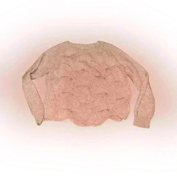 a new day Sweaters - A new day XL shimmer pink sweater scallop knit crew neck crochet